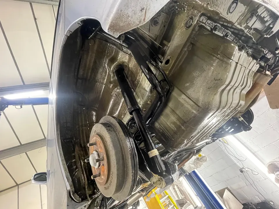 Wheel arch with the liner removed before Lanoguard is applied